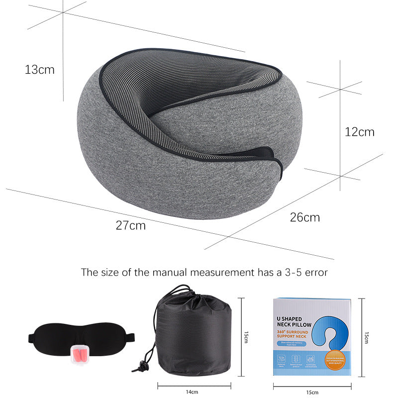 Travel Neck Pillow – Soft Memory Foam Support for Airplane, Car & Office