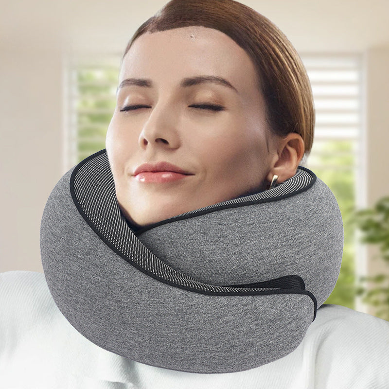 Travel Neck Pillow – Soft Memory Foam Support for Airplane, Car & Office