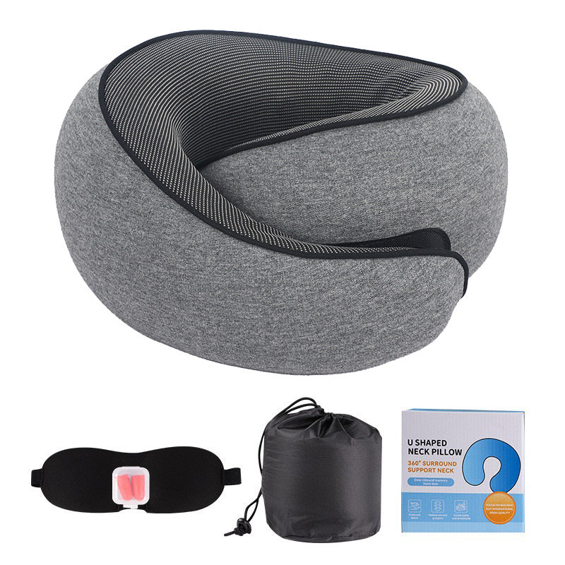 Travel Neck Pillow – Soft Memory Foam Support for Airplane, Car & Office
