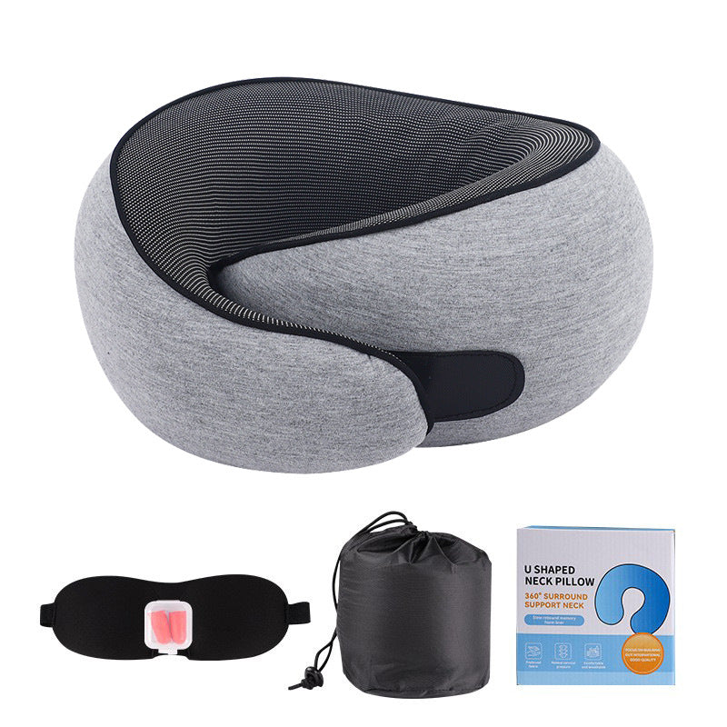Travel Neck Pillow – Soft Memory Foam Support for Airplane, Car & Office